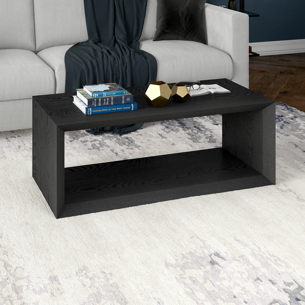 48" Black Coffee Table With Shelf