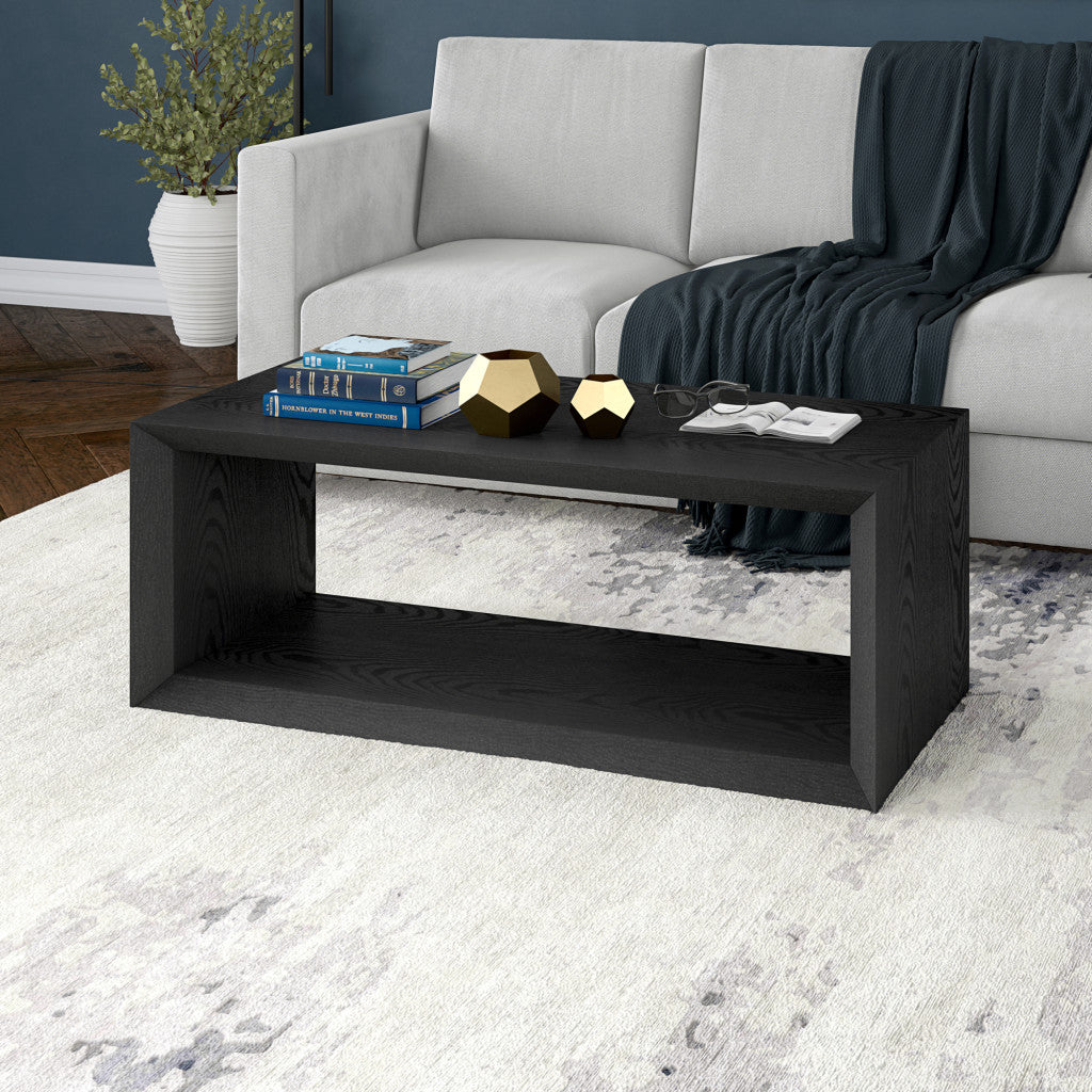 48" Black Coffee Table With Shelf