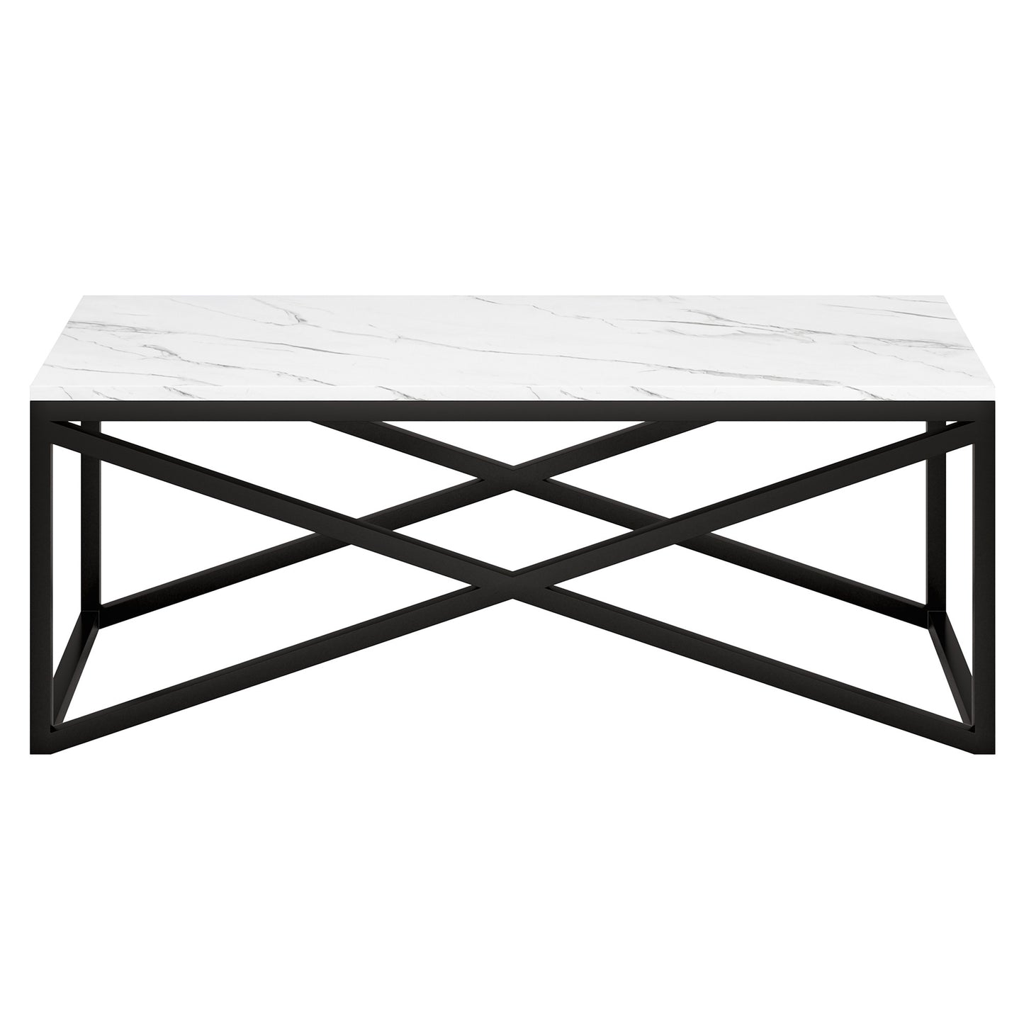 46" Black Faux Marble And Steel Coffee Table