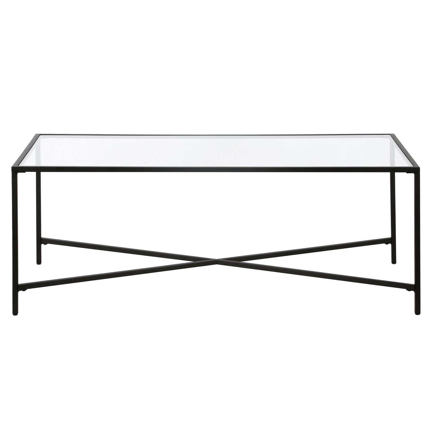 48" Black Glass And Steel Coffee Table