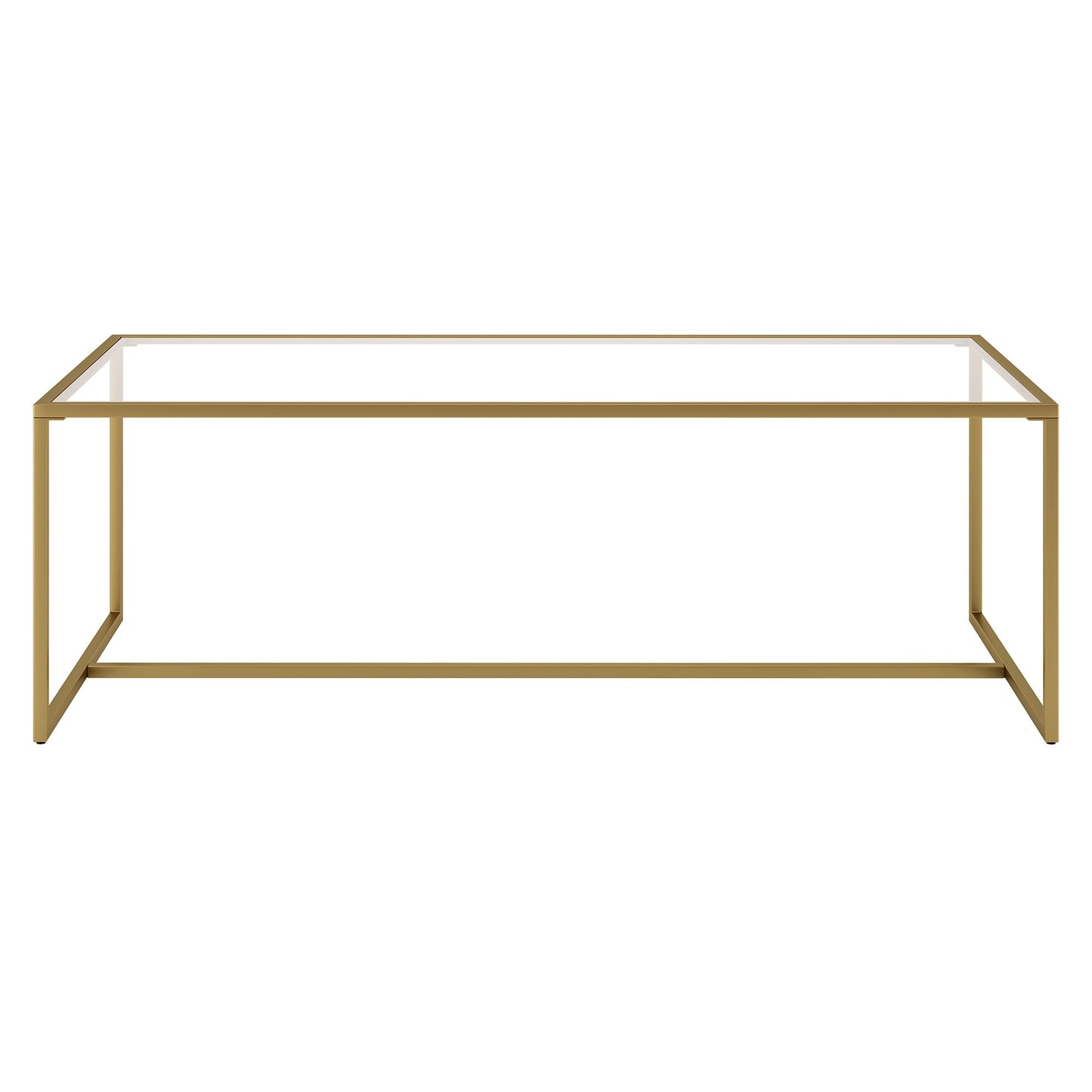 47" Gold Glass And Steel Coffee Table