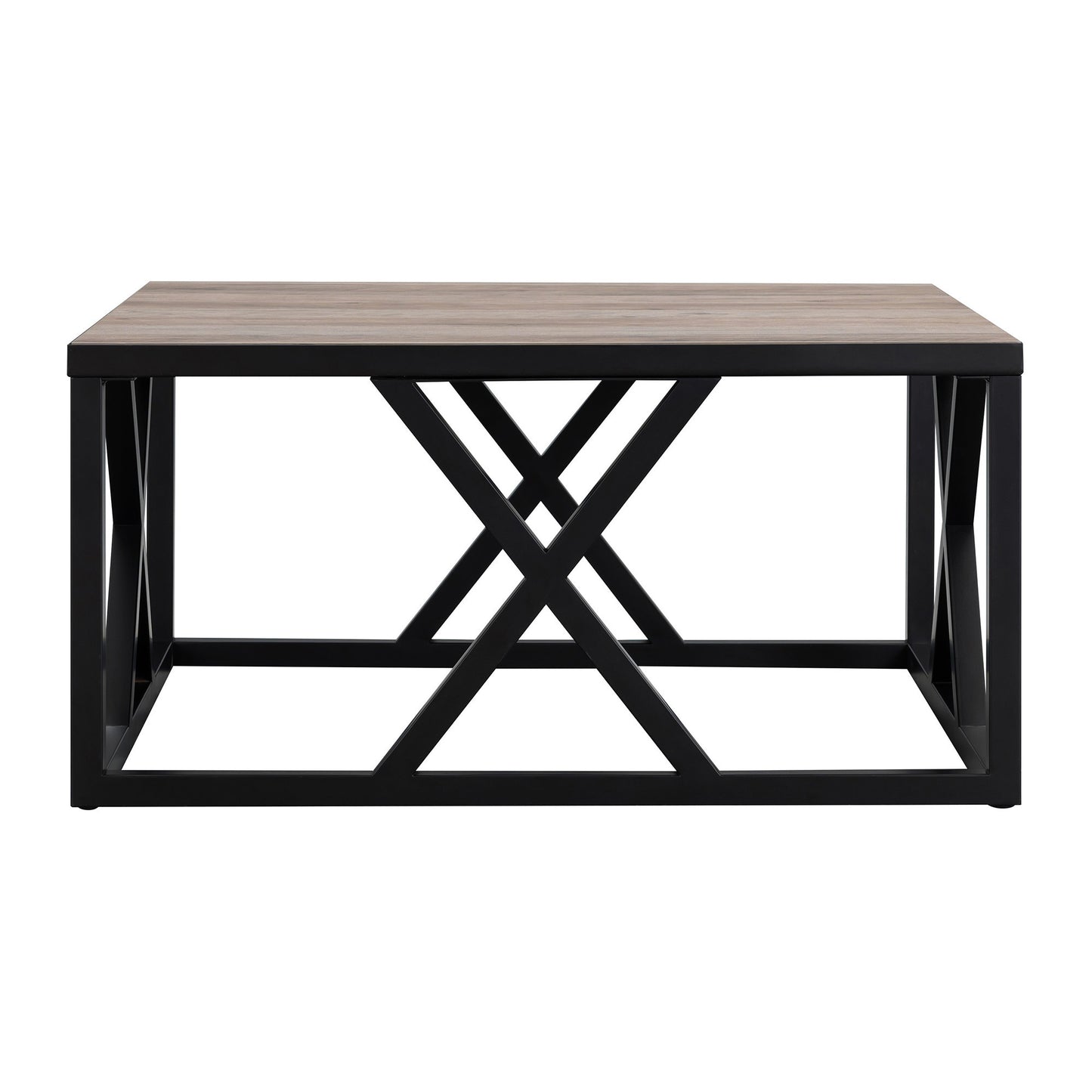 35" Black Steel Square Coffee Table