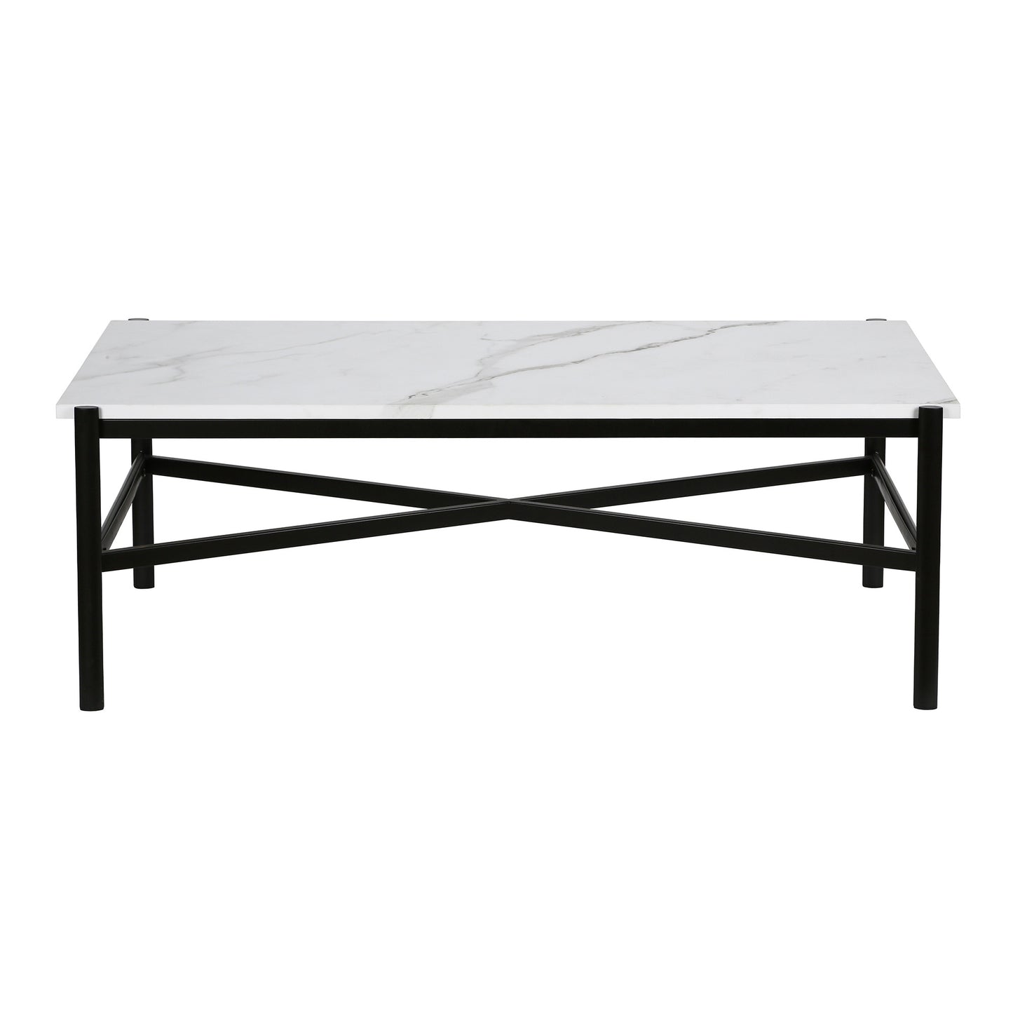 46" Black Faux Marble And Steel Coffee Table