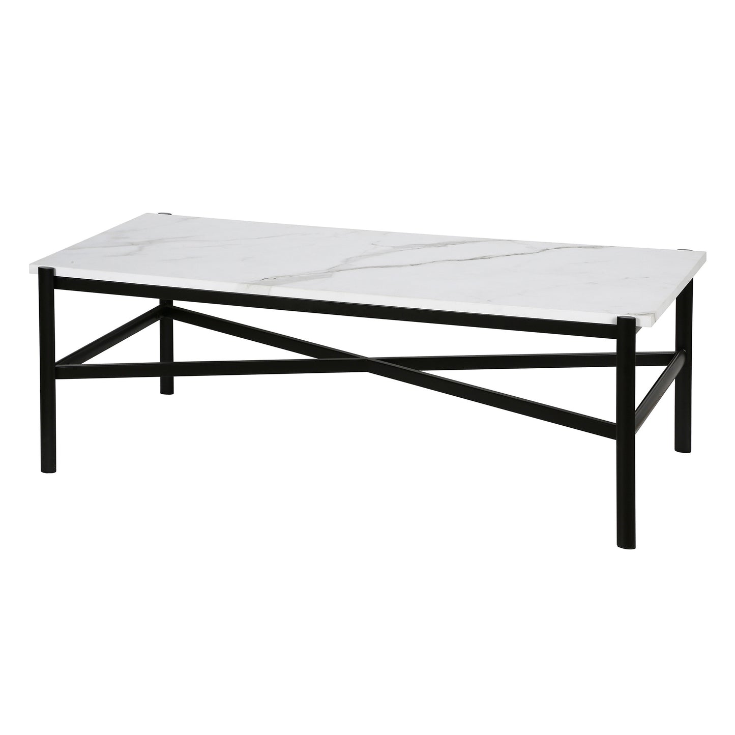 46" Black Faux Marble And Steel Coffee Table