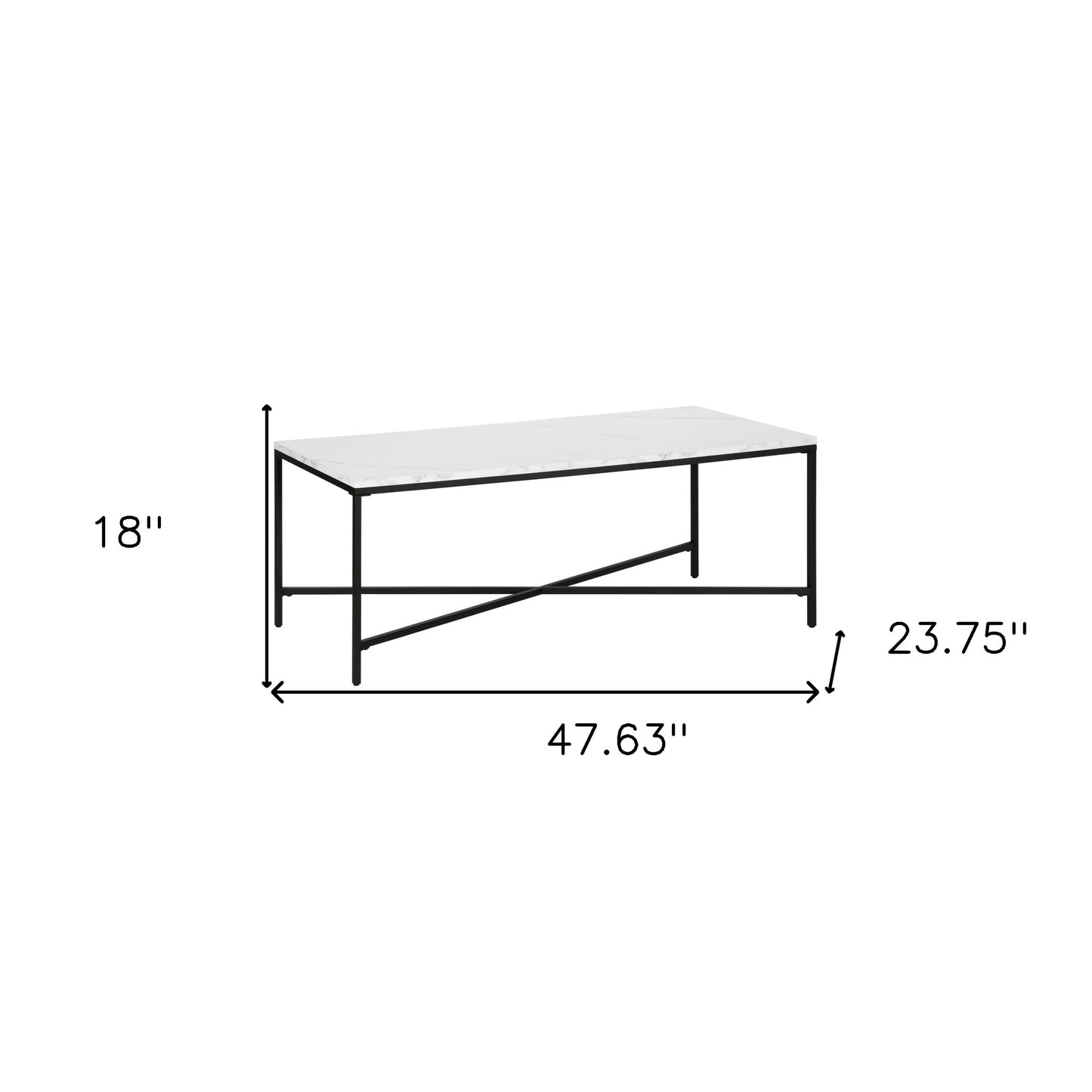 48" White And Black Steel Coffee Table