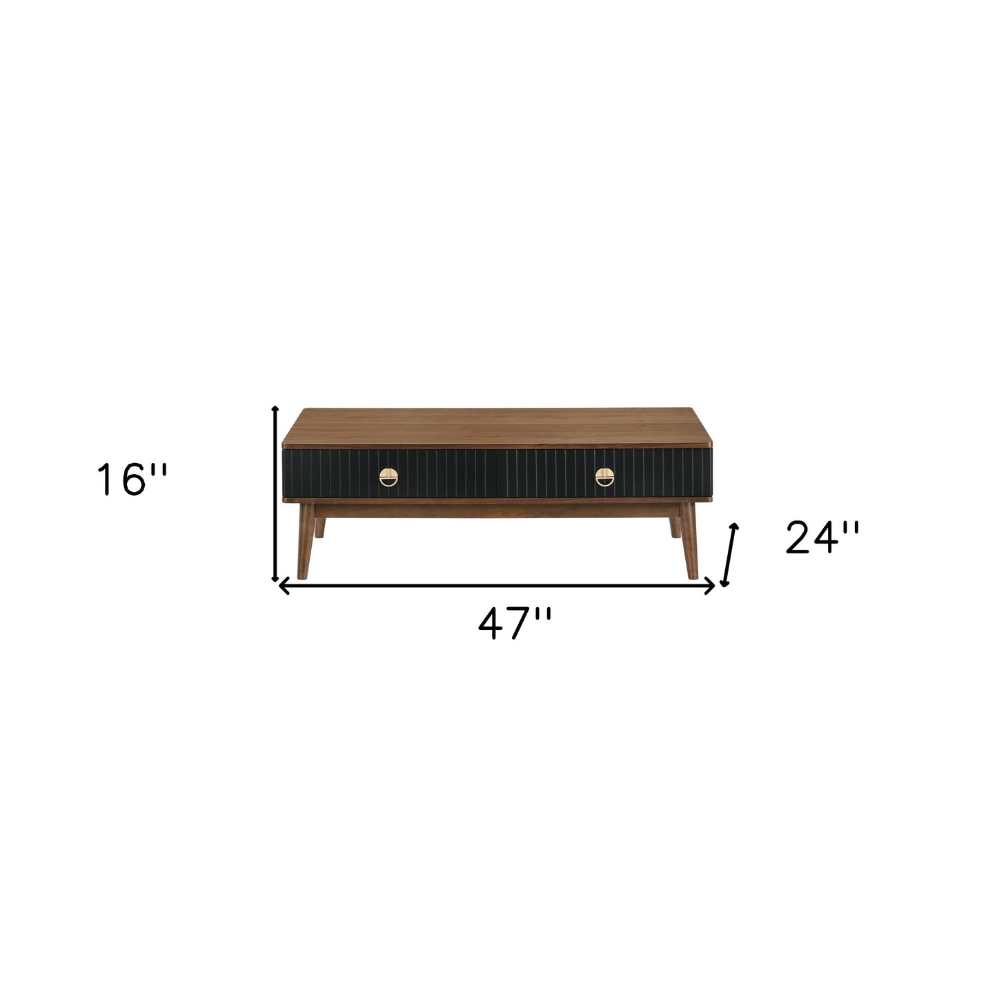 47" Brown Solid Wood Coffee Table With Two Drawers