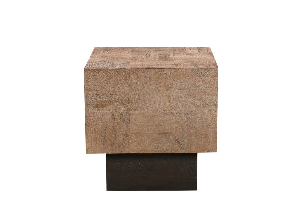 22" Black And Brown Solid Wood End Table