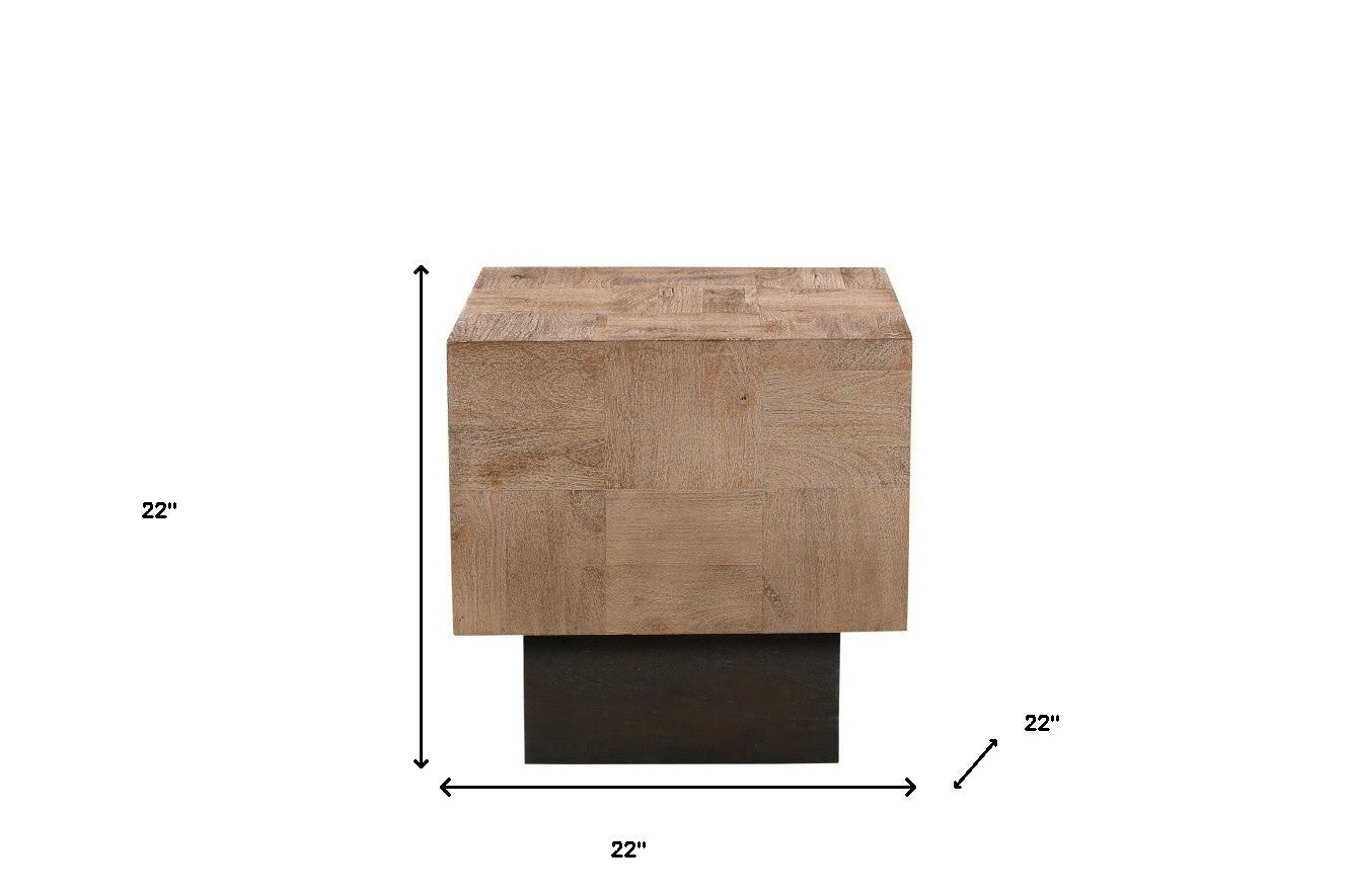 22" Black And Brown Solid Wood End Table