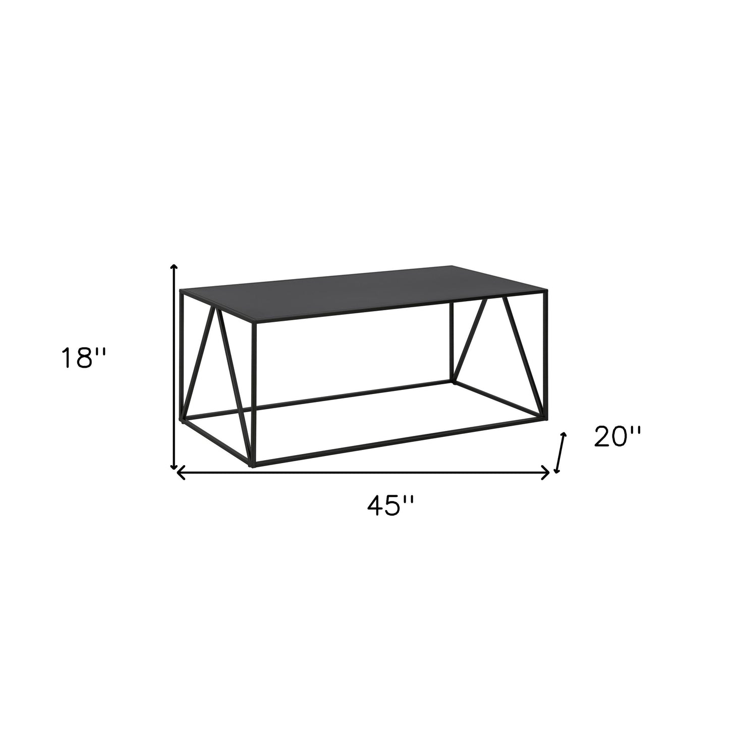 45" Black Steel Coffee Table