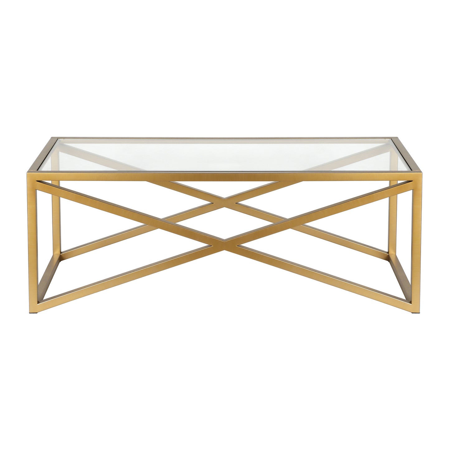 46" Gold Glass And Steel Coffee Table