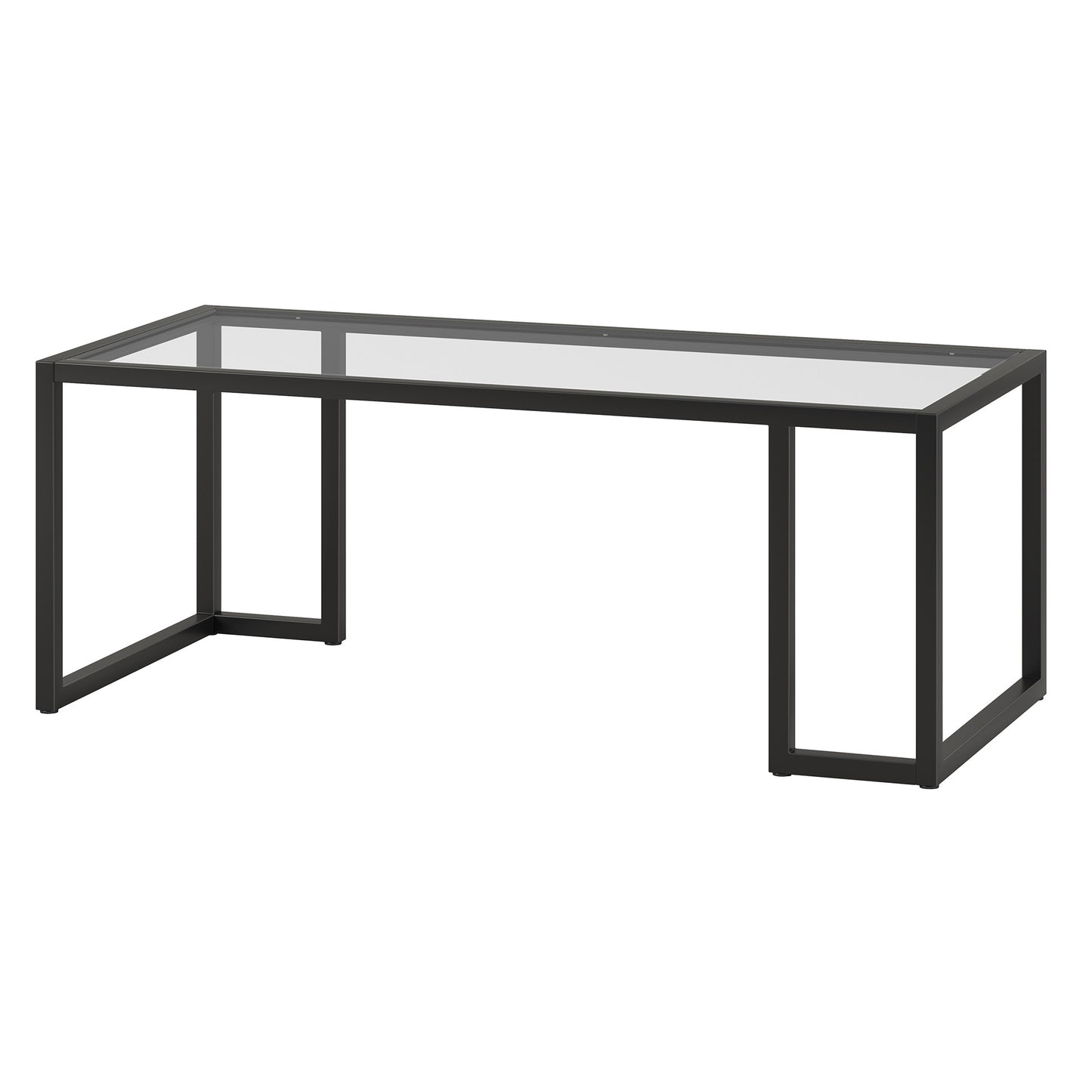 45" Black Glass And Steel Coffee Table