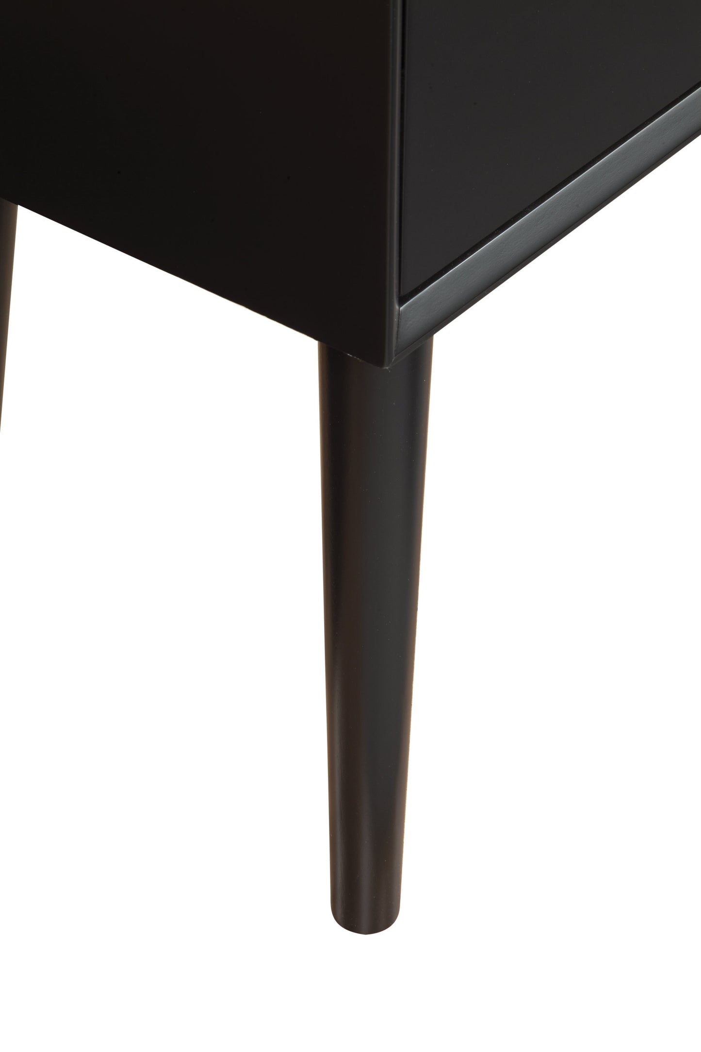 18" Black Mid Century Mod Wood End Table With Drawer