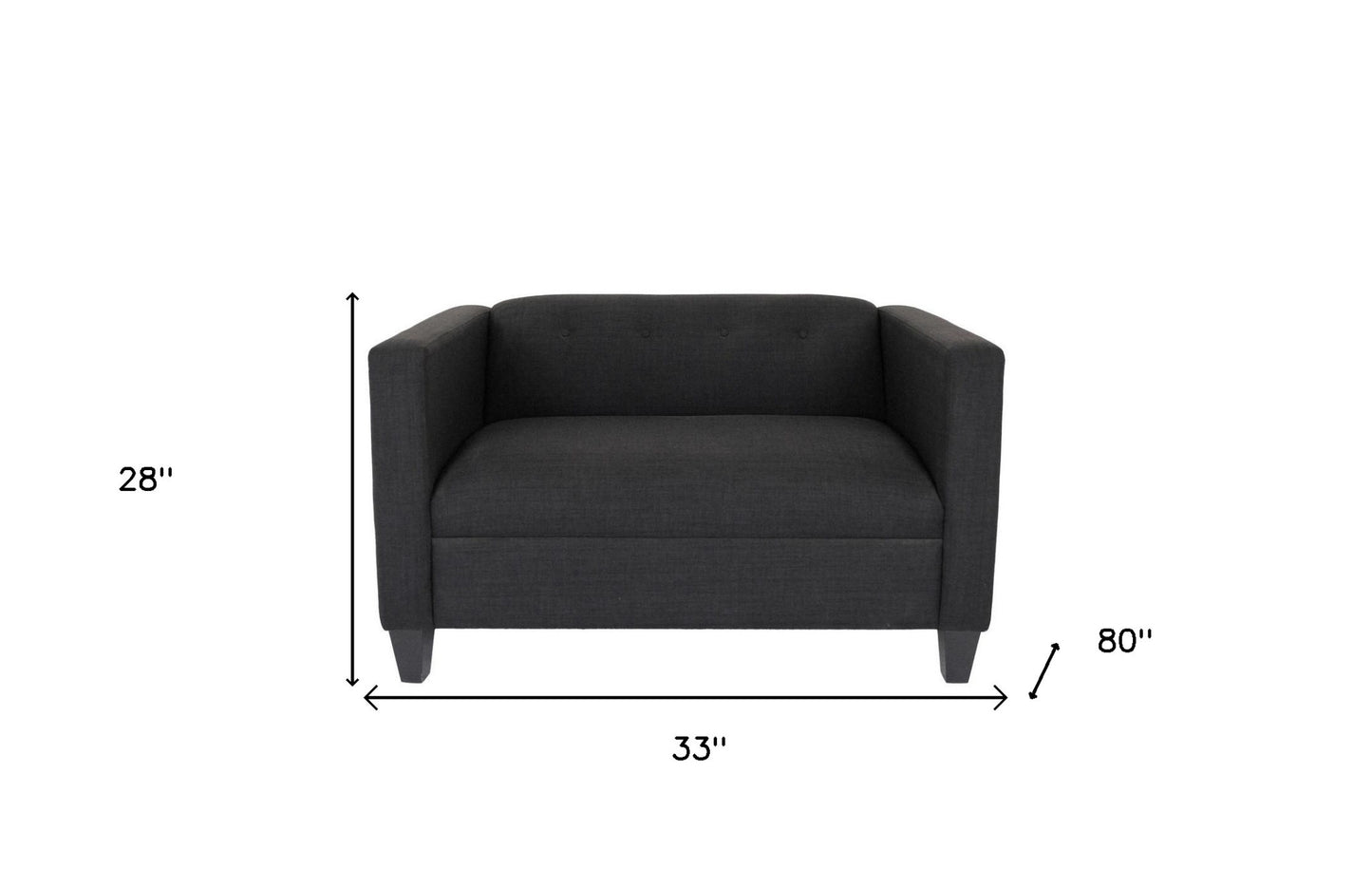 80" Black And Dark Brown Polyester Blend Loveseat