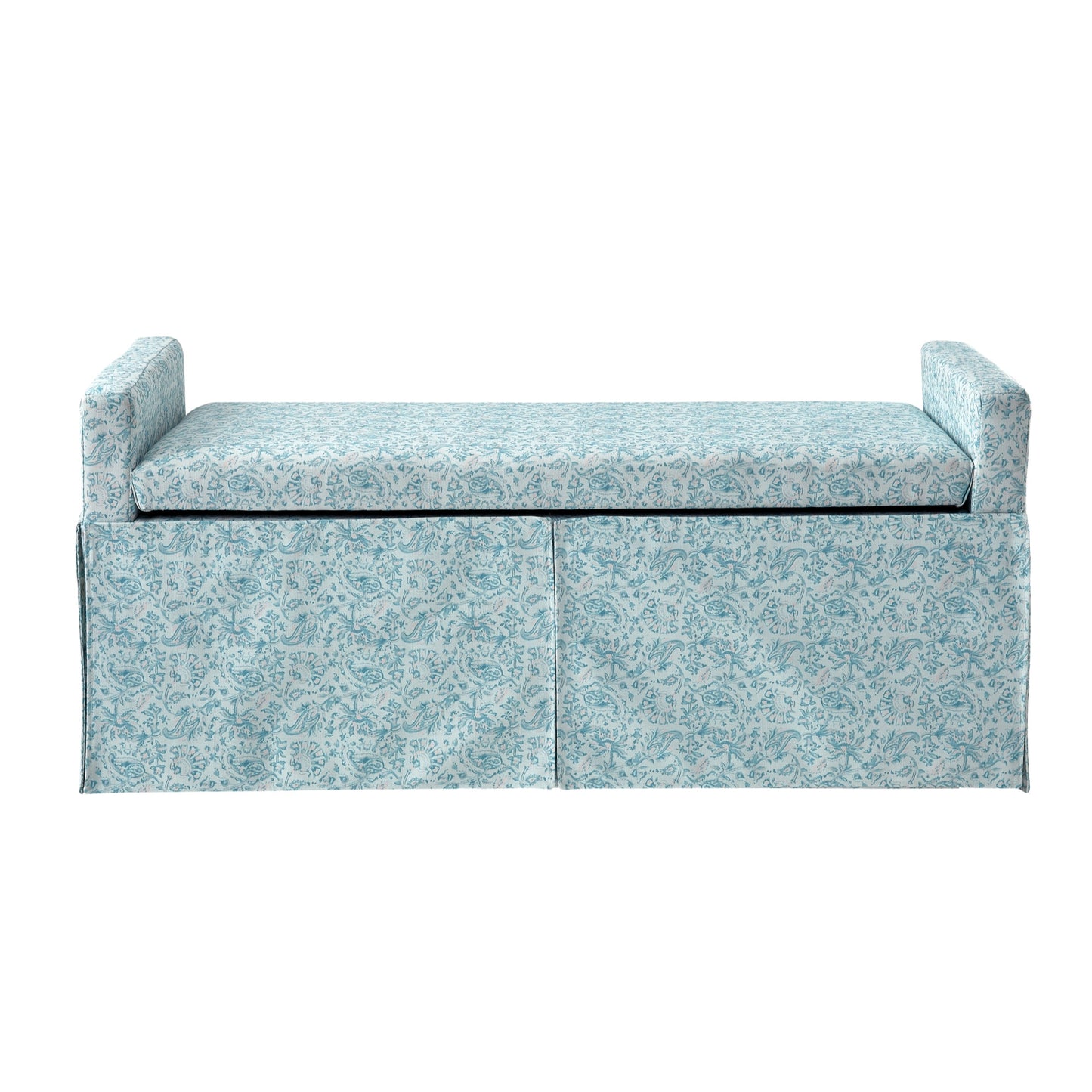 50" Blue Upholstered Linen Bench with Flip top, Shoe Storage