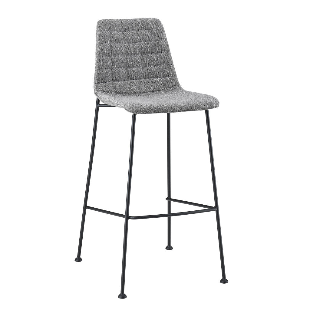 Set of Two 30" Light Gray And Black Steel Low Back Bar Height Bar Chairs