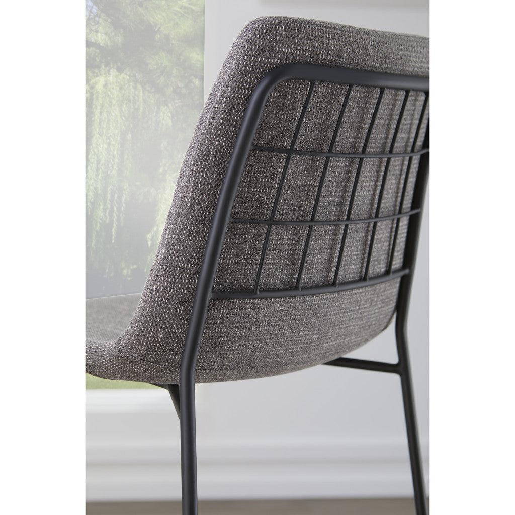 Set of Two 30" Light Gray And Black Steel Low Back Bar Height Bar Chairs