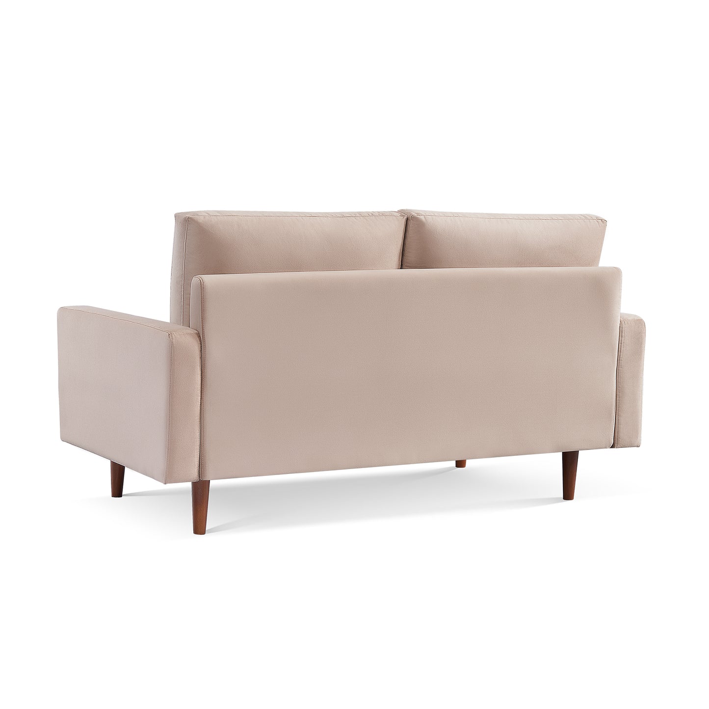 69" Beige Velvet and Dark Brown Sofa