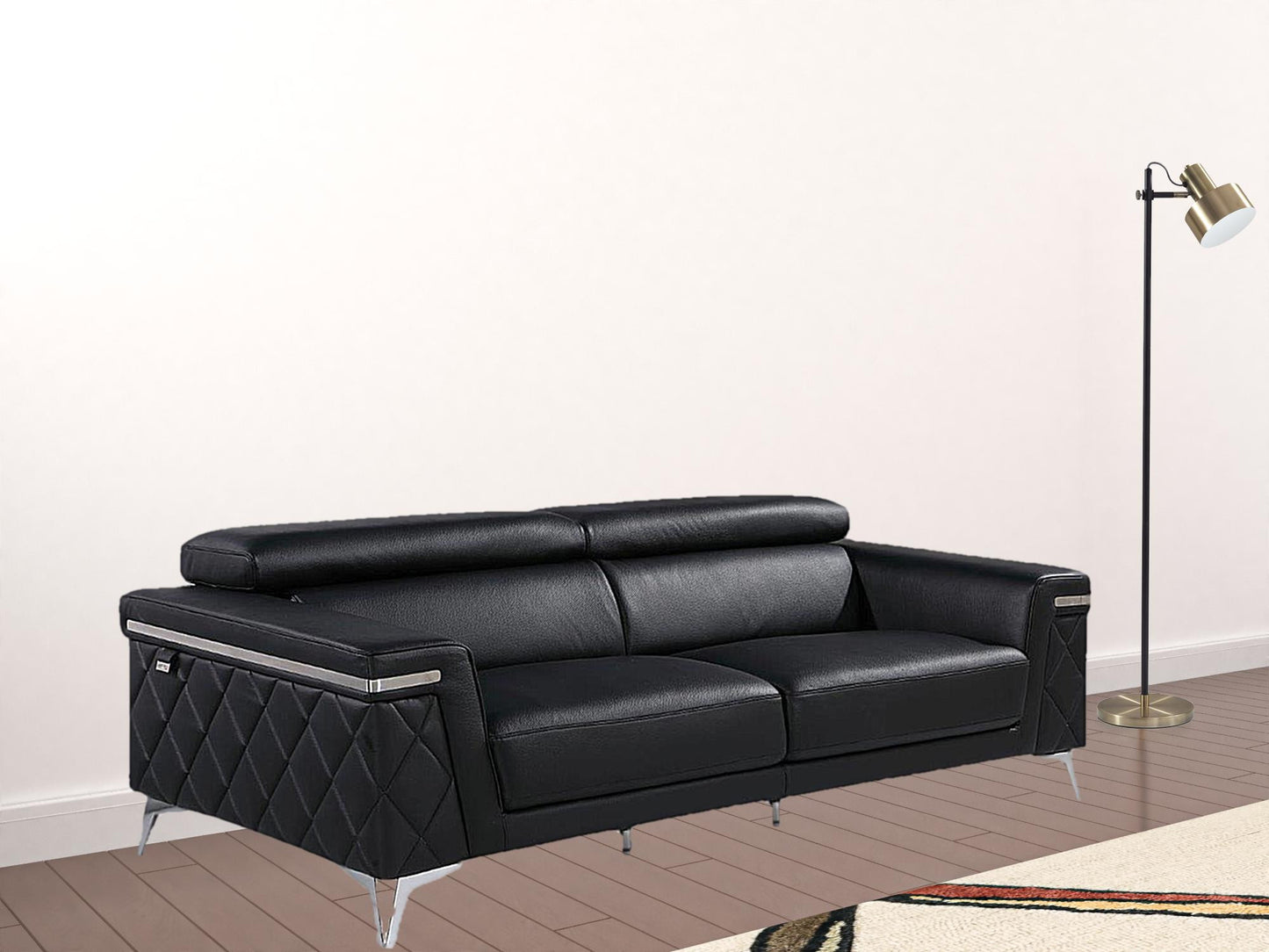 Black Top Grain Leather 6 or More Person Seating Set