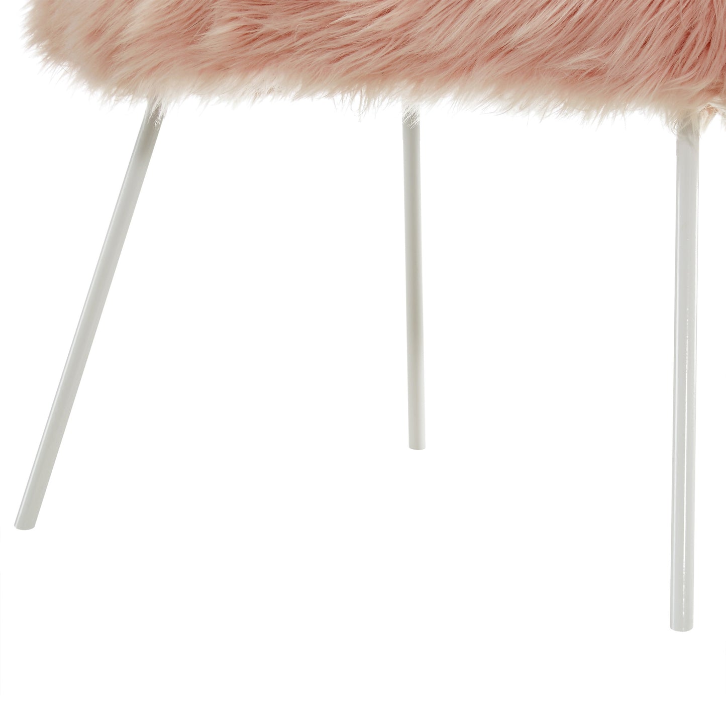 28" Rose And White Faux Fur Arm Chair