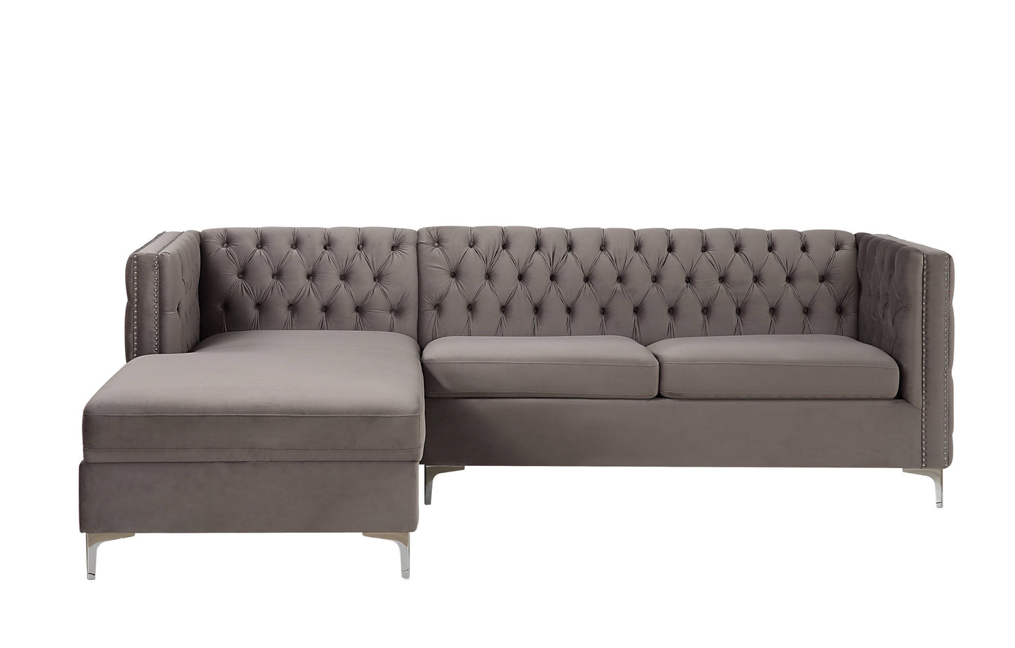 Gray Velvet L Shaped Seating Component