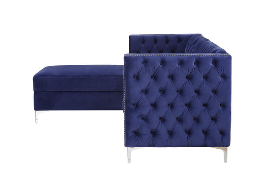 Blue Velvet L Shaped Seating Component