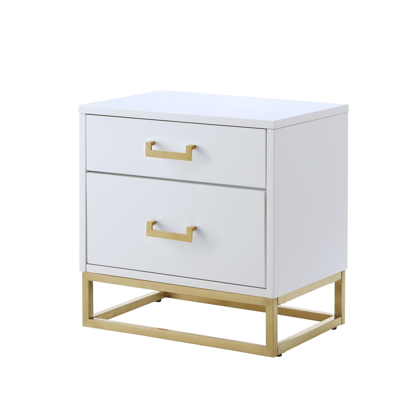 20" Gold and White End Table with Two Drawers