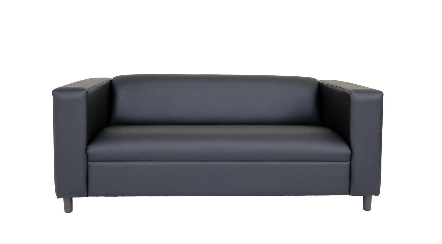 84" Black Faux Leather Sofa