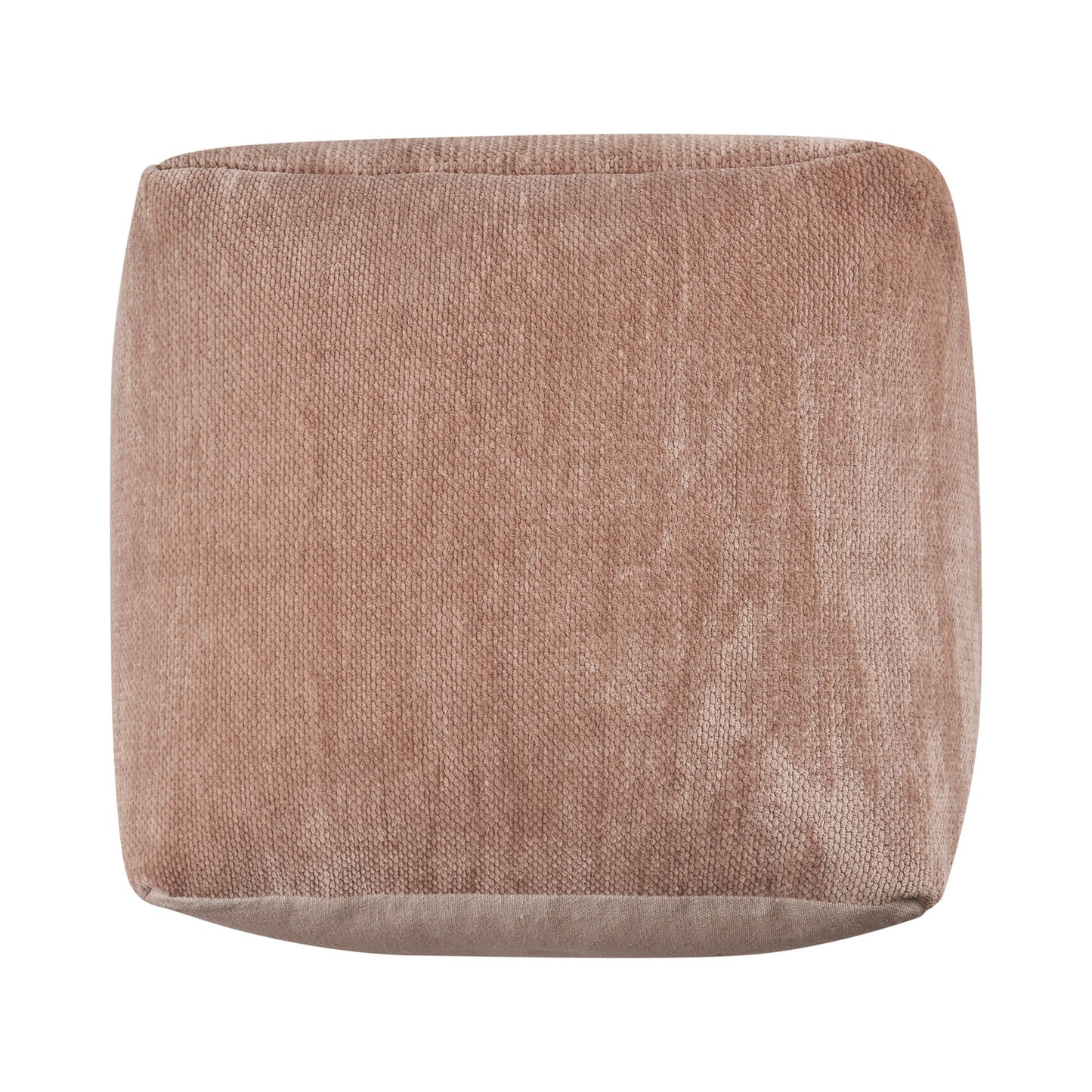 18" Beige Chenille Cube Pouf Ottoman