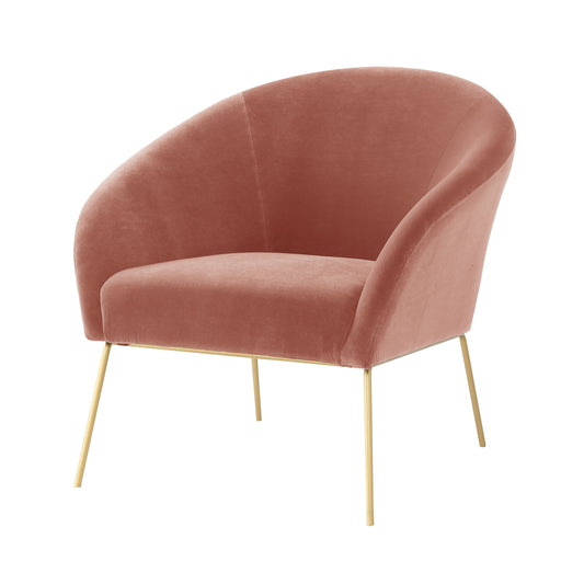 31" Blush and Gold Velvet Barrel Chair