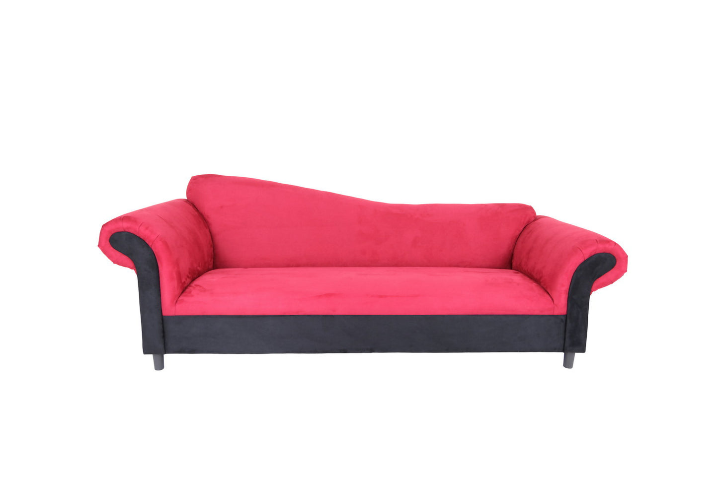 98" Red Velvet And Black Settee