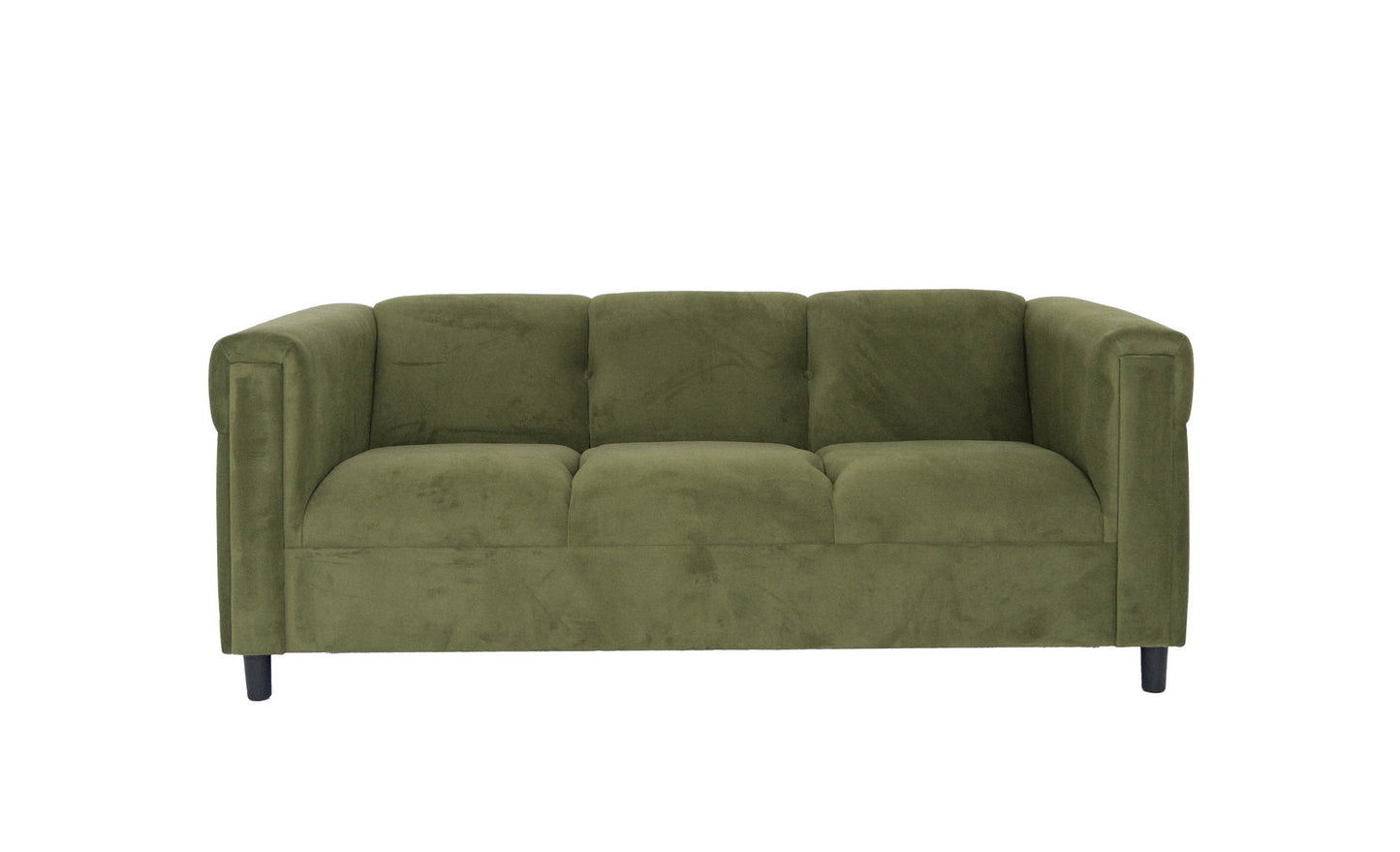 72" Moss Green Suede And Black Sofa