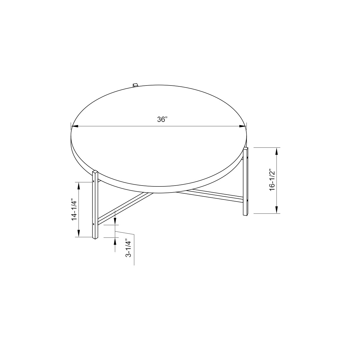 37" White And Silver Stainless Steel Round Coffee Table