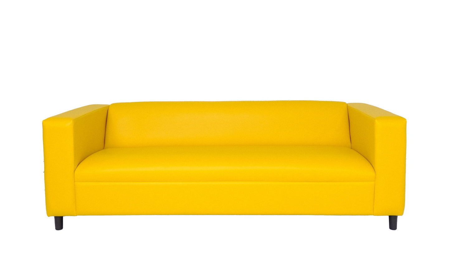 84" Yellow Faux Leather And Black Sofa