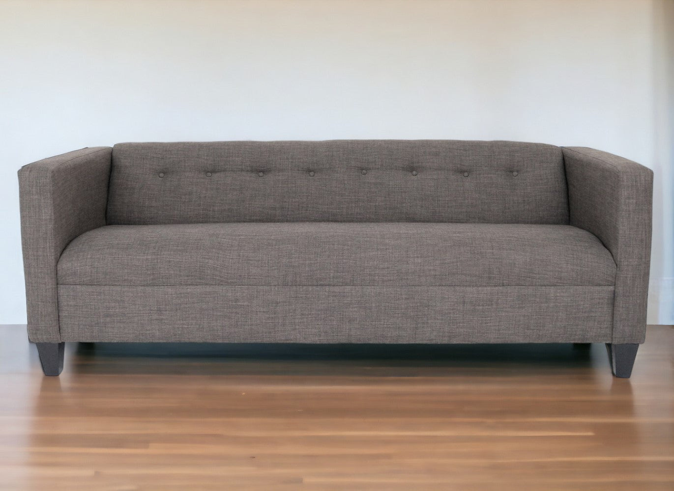 80" Charcoal Polyester And Dark Brown Sofa