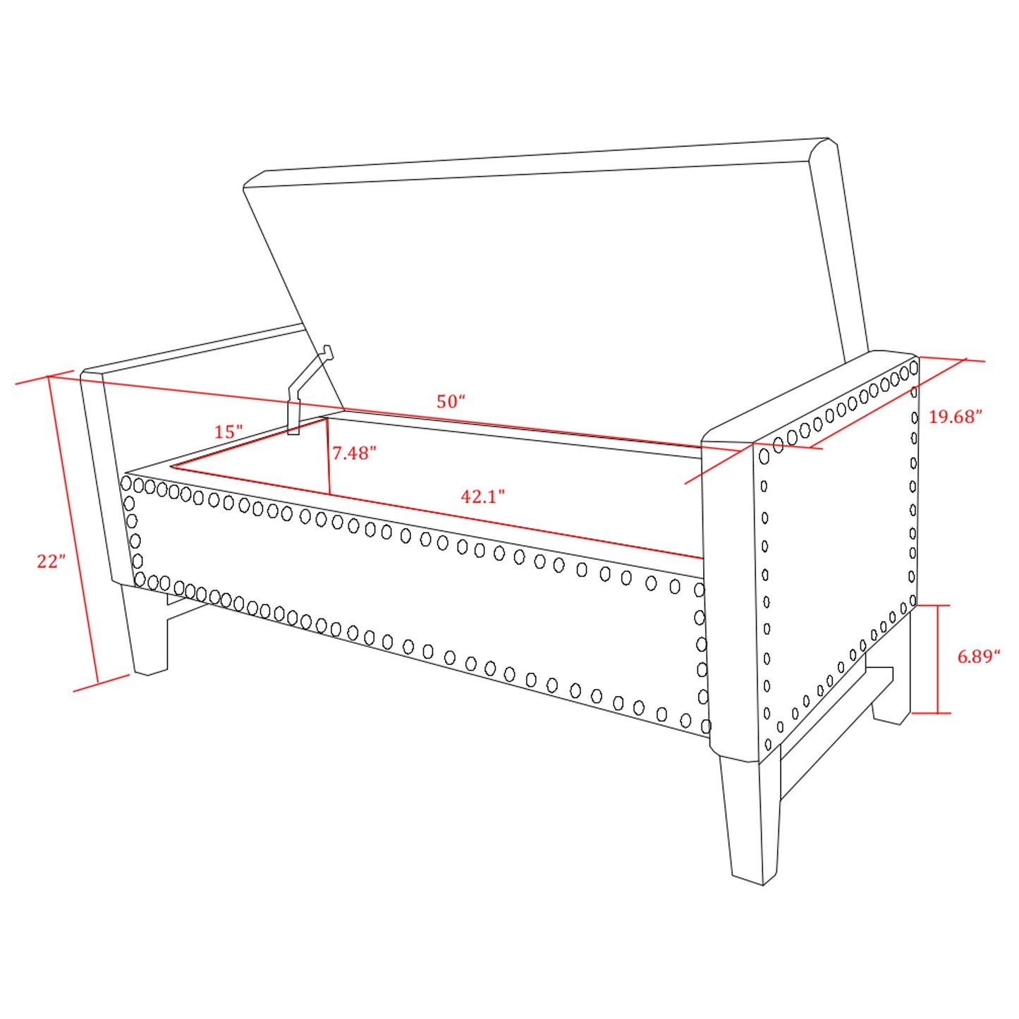 50" Espresso Upholstered PU Leather Bench with Flip top, Shoe Storage