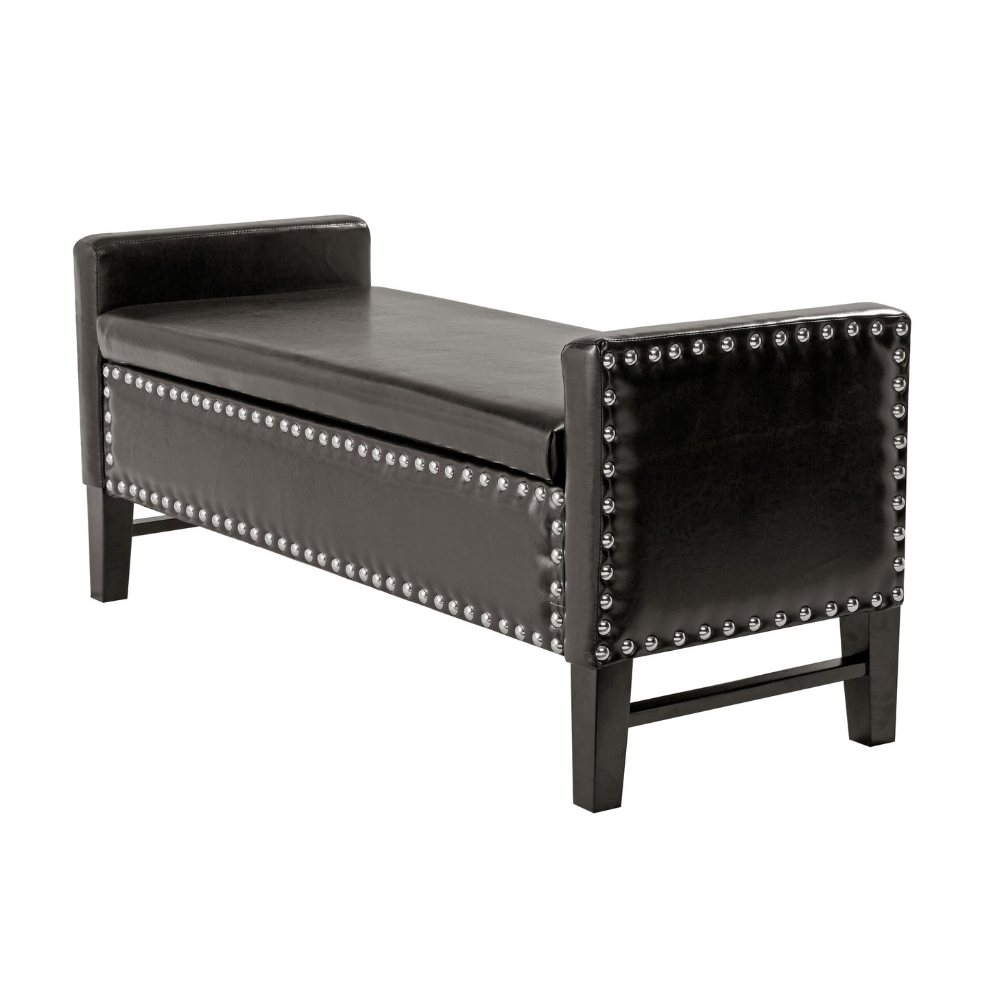 50" Espresso Upholstered PU Leather Bench with Flip top, Shoe Storage