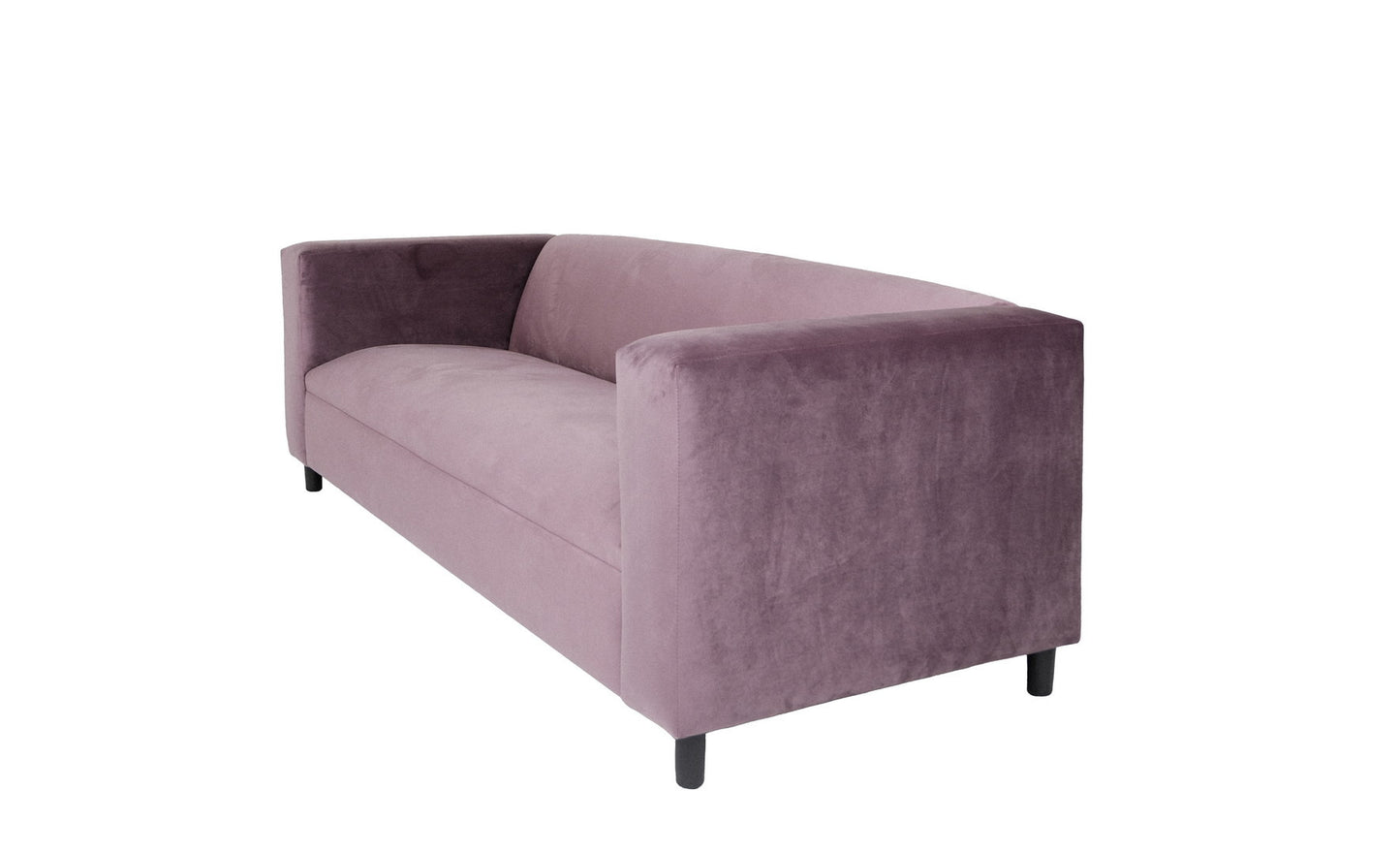 72" Lavender Blue Velvet And Black Sofa