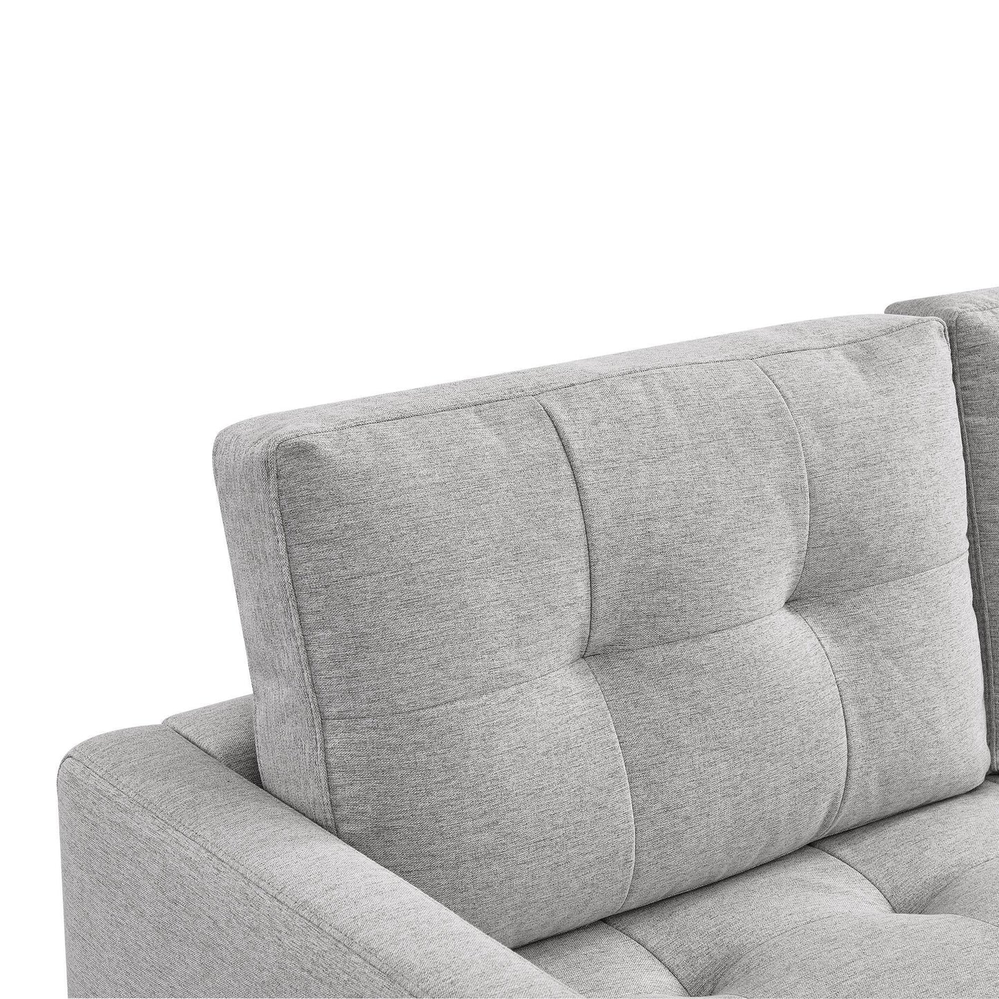 87" Light Gray Polyester Blend and Natural Sofa with Ottoman