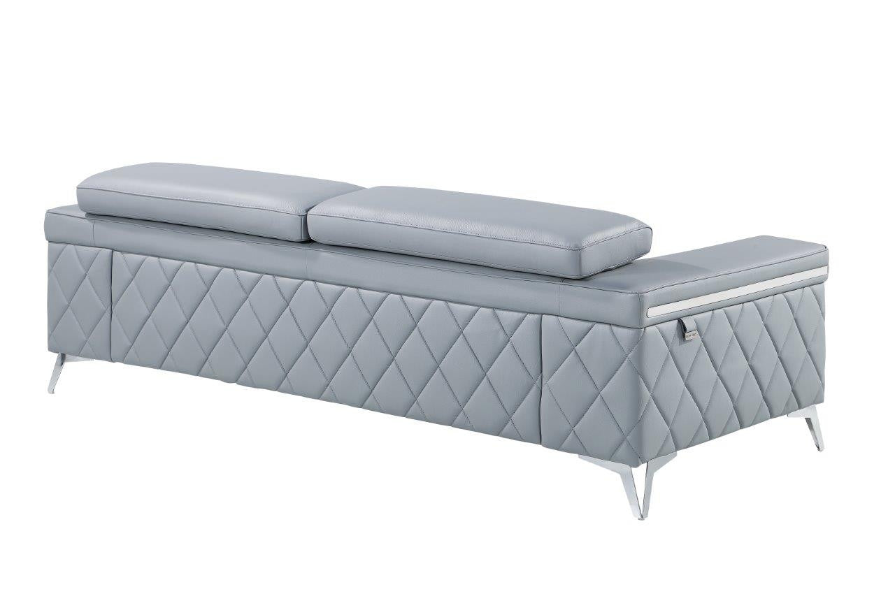 89" Gray And Silver Italian Leather Sofa