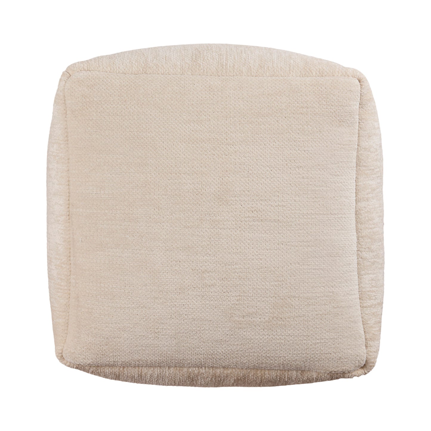 18" Ivory Chenille Cube Pouf Ottoman