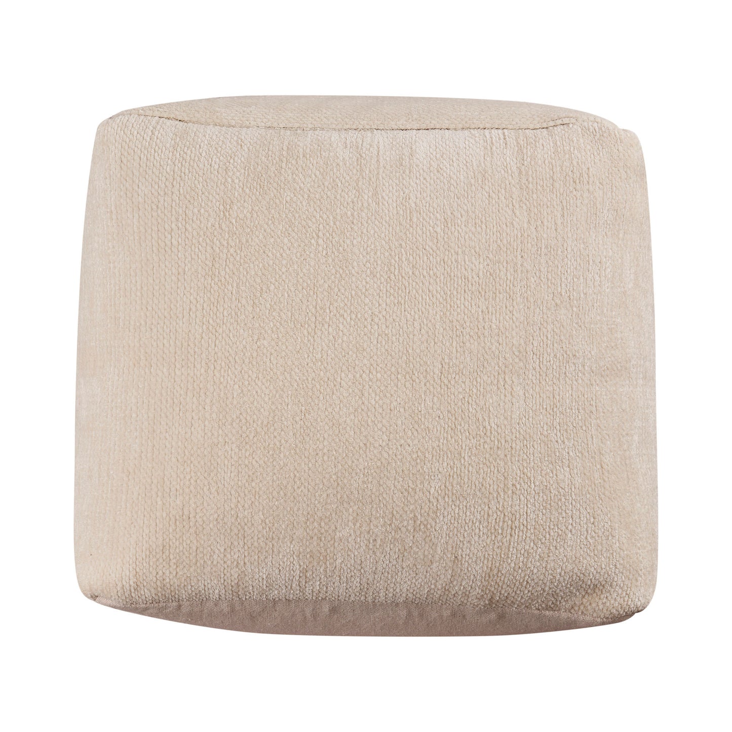 18" Ivory Chenille Cube Pouf Ottoman