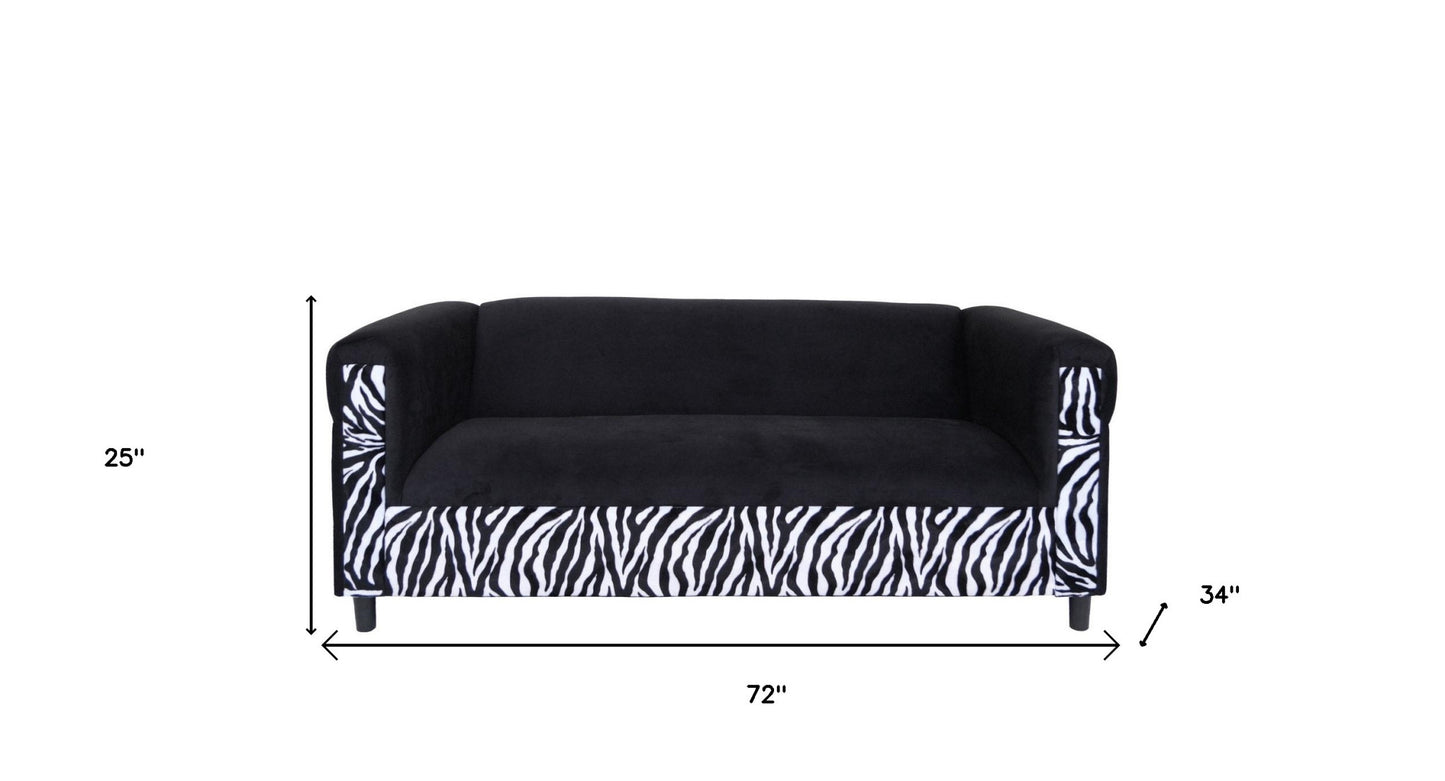 72" Black Velvet Sofa