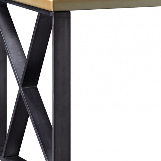 34" Gold and Black Aluminum Computer Desk