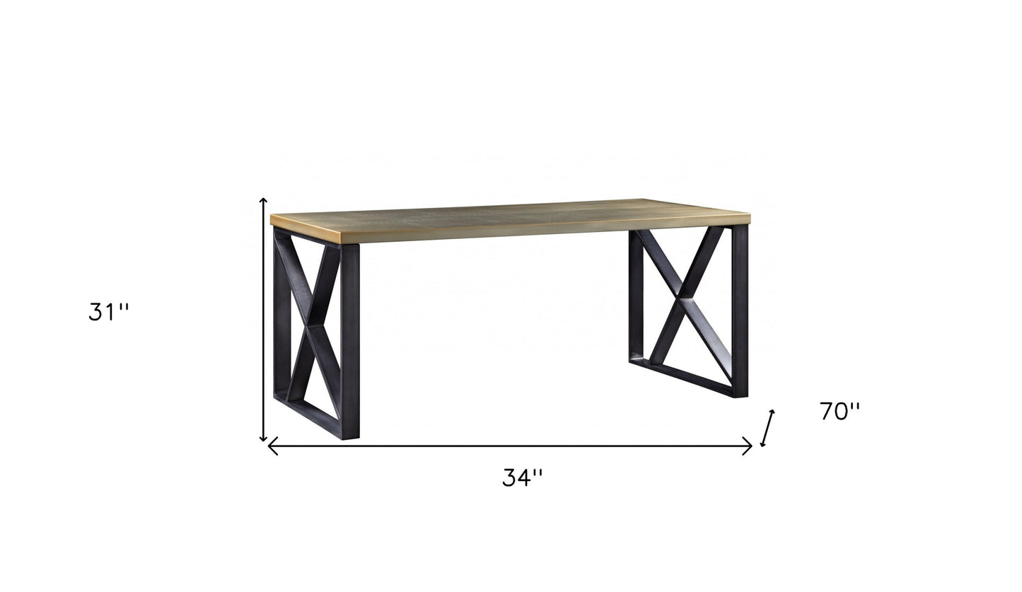 34" Gold and Black Aluminum Computer Desk