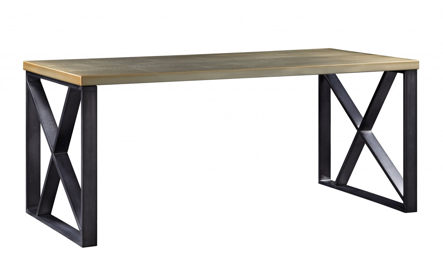 34" Gold and Black Aluminum Computer Desk