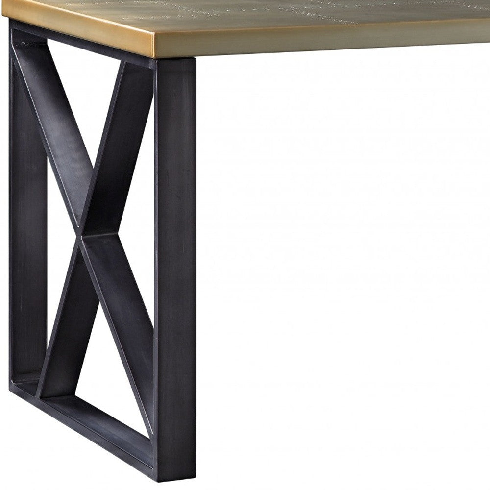 34" Gold and Black Aluminum Computer Desk