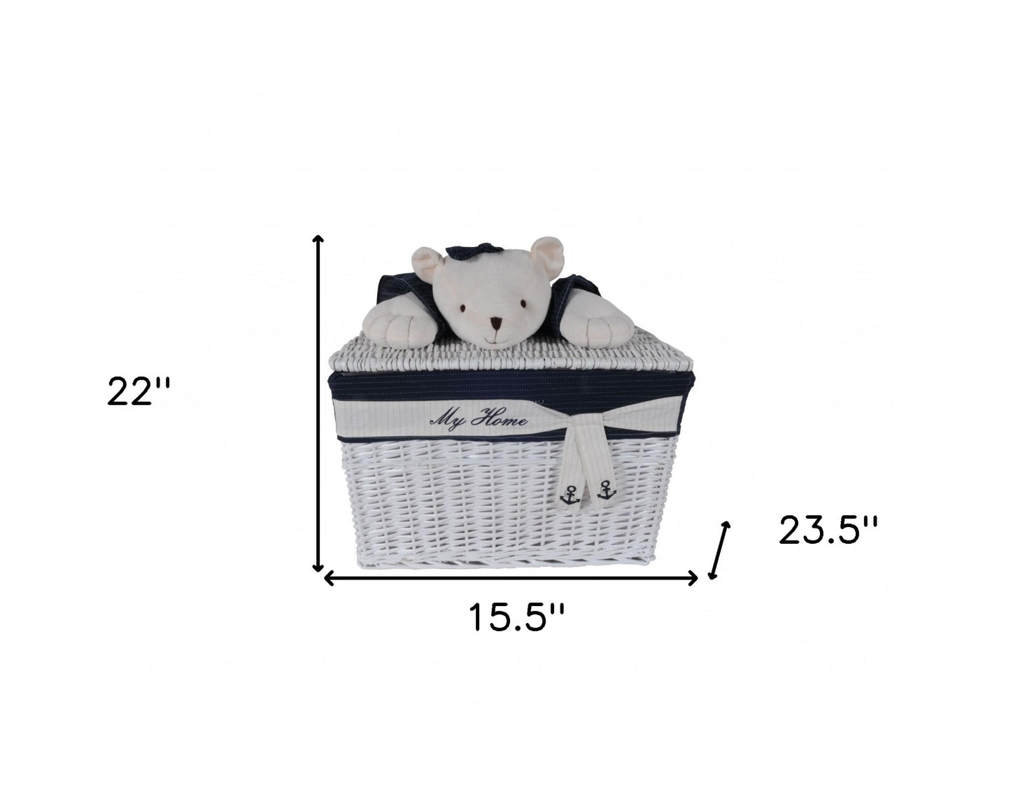 15.5" X 23.5" X 22" White blue rectangular bear Design Basket Set Of 5