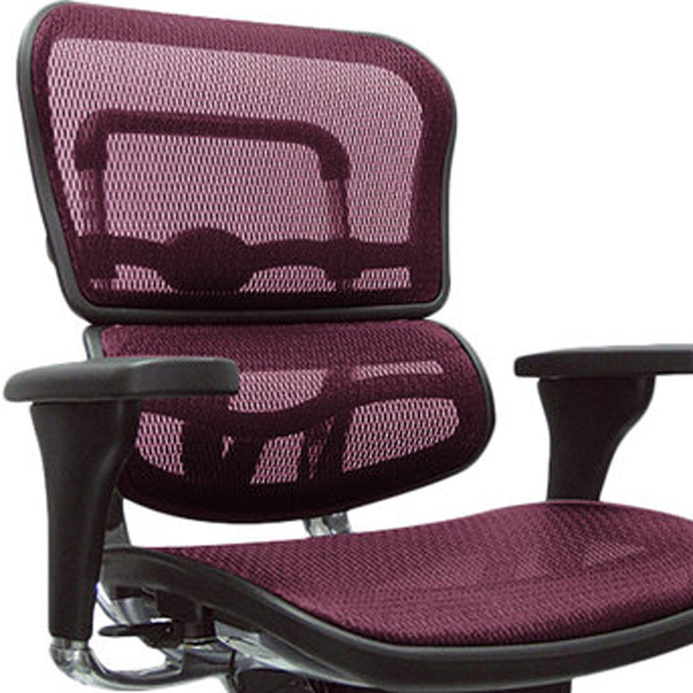 Plum and Silver Adjustable Swivel Mesh Rolling Office Chair