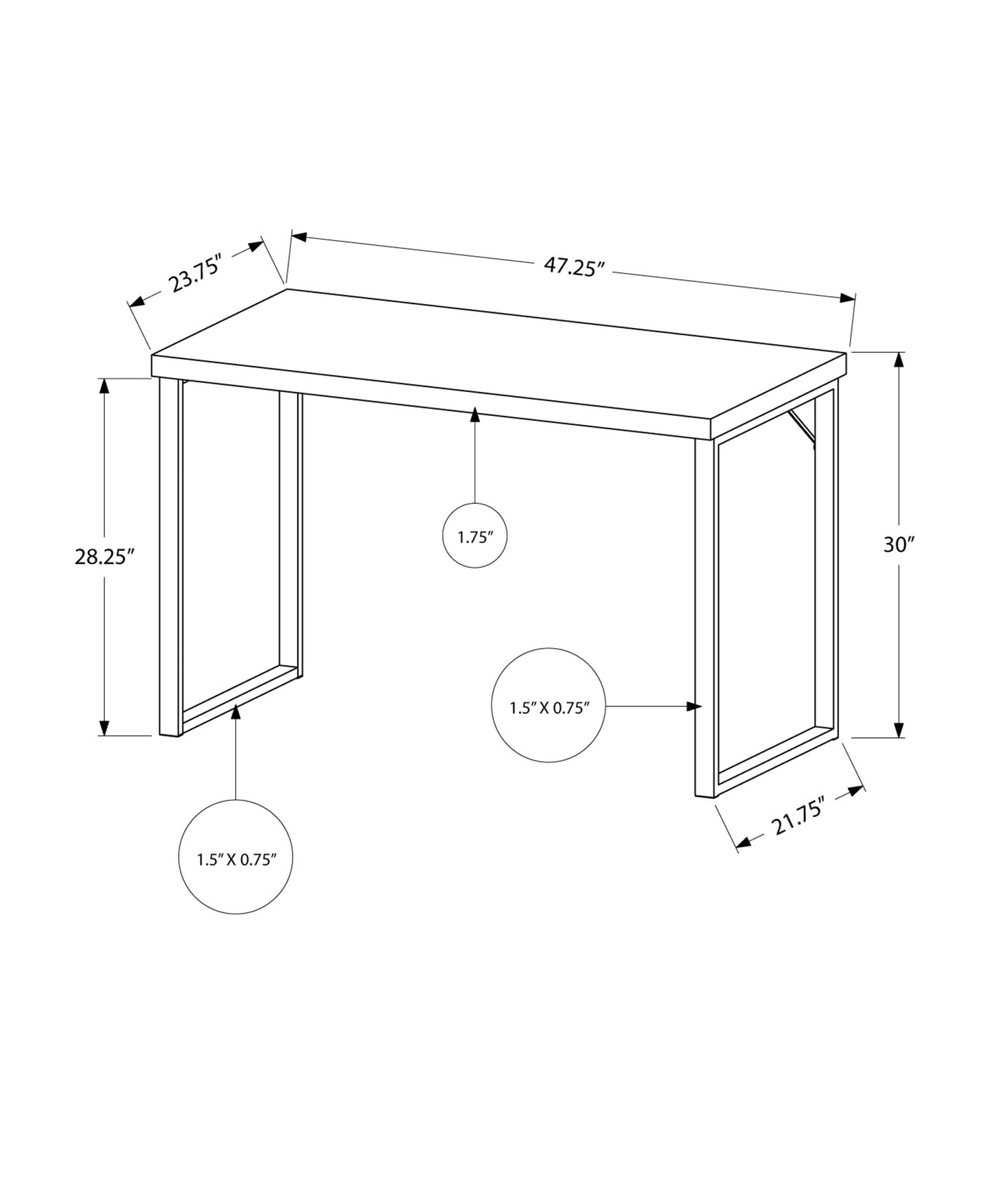 24" Taupe and Silver Computer Desk