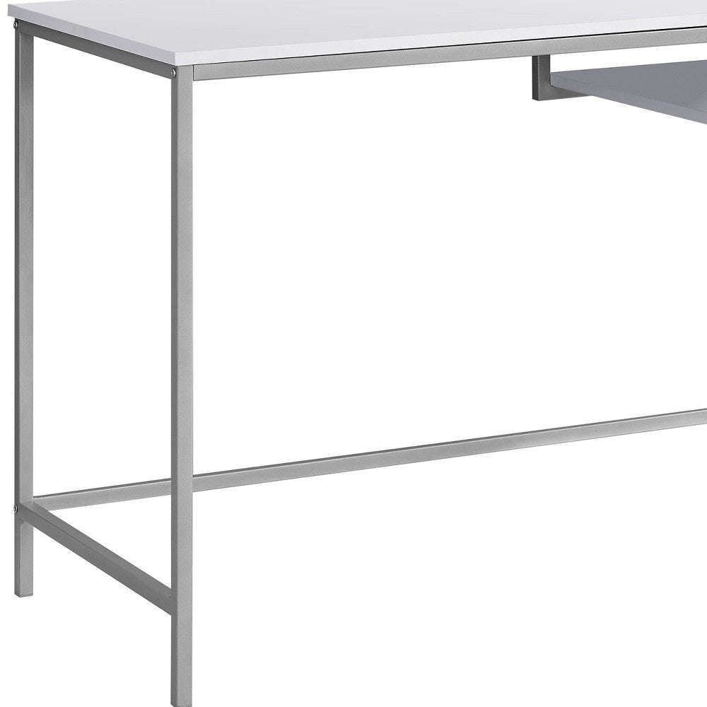 22" White and Silver Computer Desk